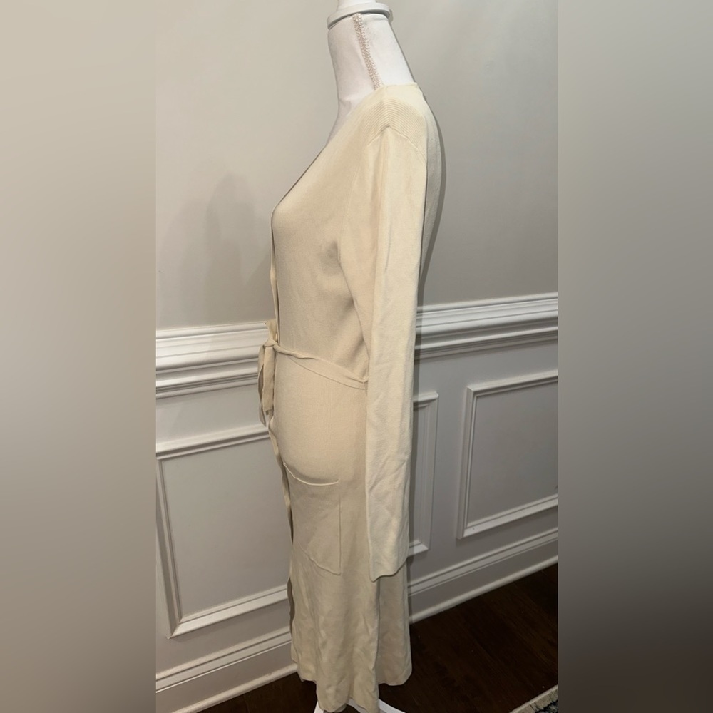 Max Studio Button Down Stretchy Ivory Long Cardigan sz L - Picture 8 of 8